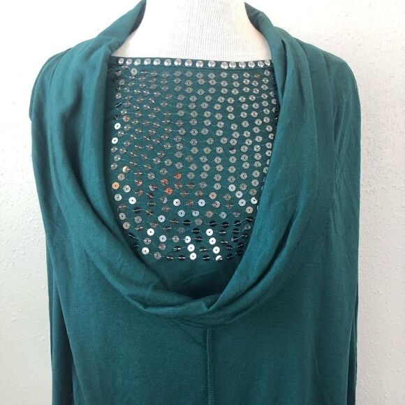 NWT Passports 3/4 Green Sequined Top Size M - Picture 2 of 7